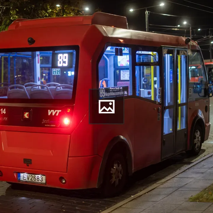 Empty public transport vehicle at night