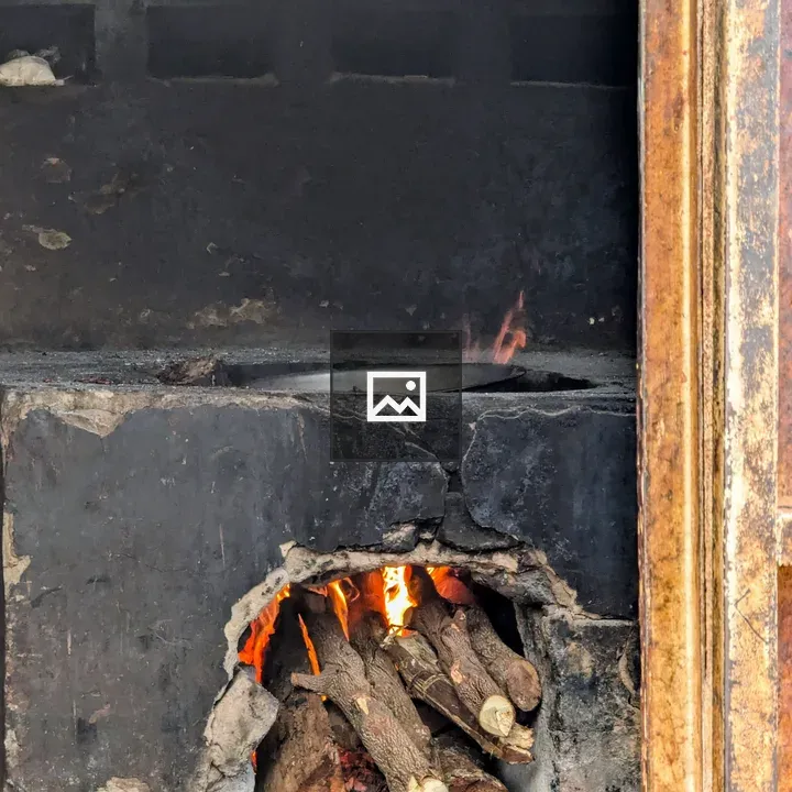 Traditional stove with fire