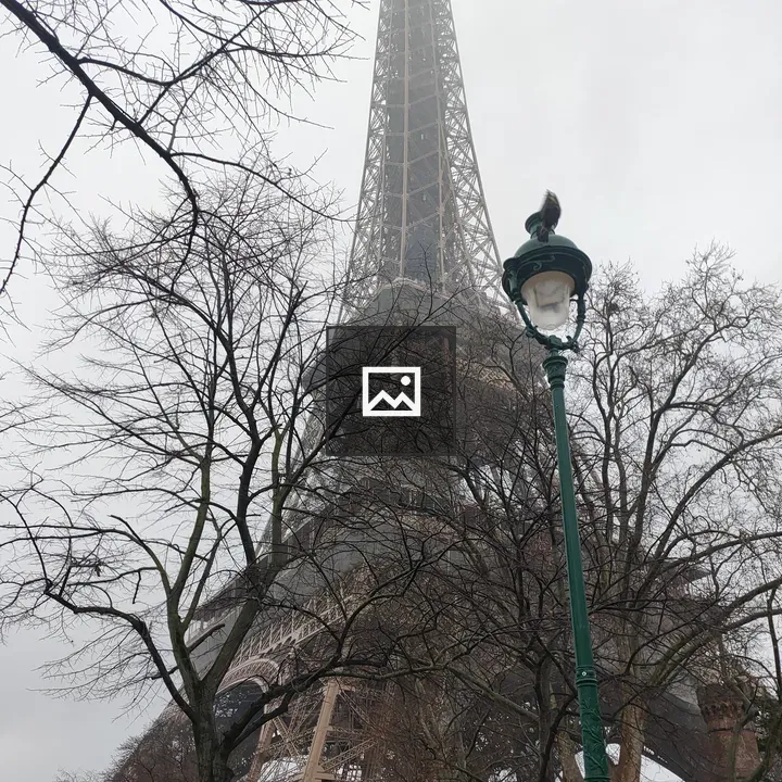 Eiffel Tower from Below on a Cloudy Day