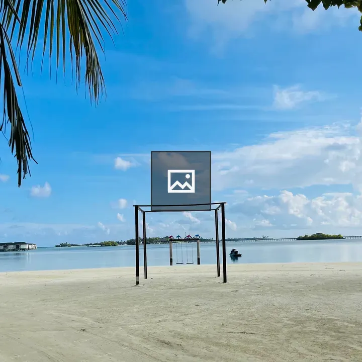 Beach scene with calm blue waters