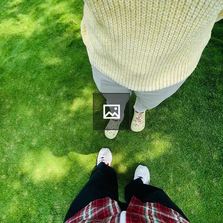 Foot steps in grass