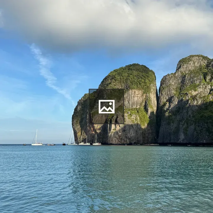 Calm ocean bay with boats