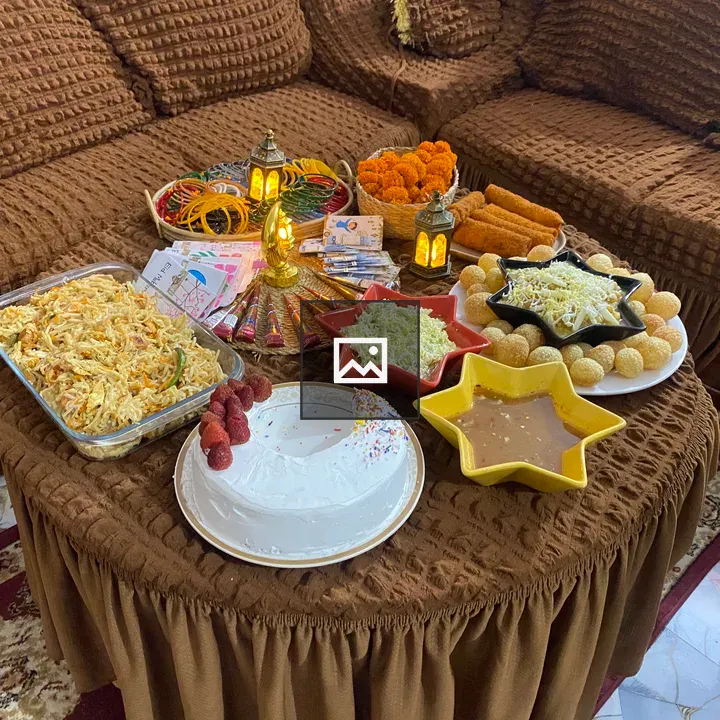 Cozy table with snacks and festive decor