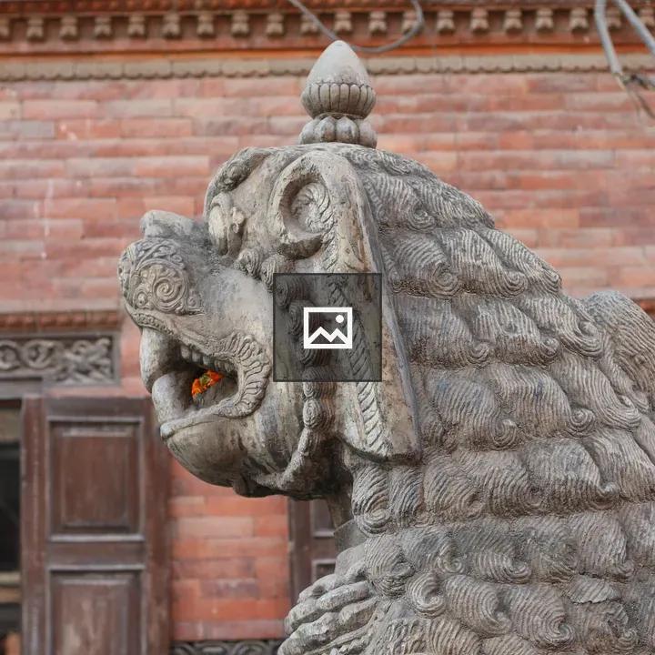 Stone lion sculpture close-up