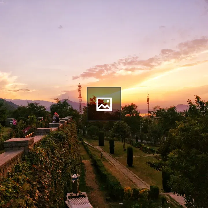 Garden Sunset by Stone Wall