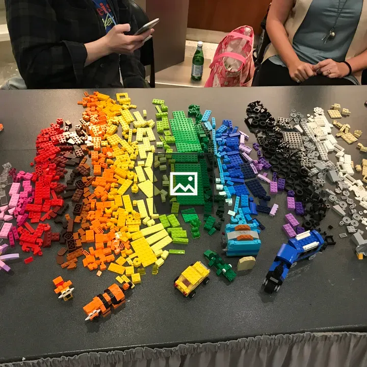 LEGO rainbow on dark table