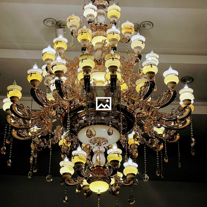 Ornate chandelier in ceiling setting