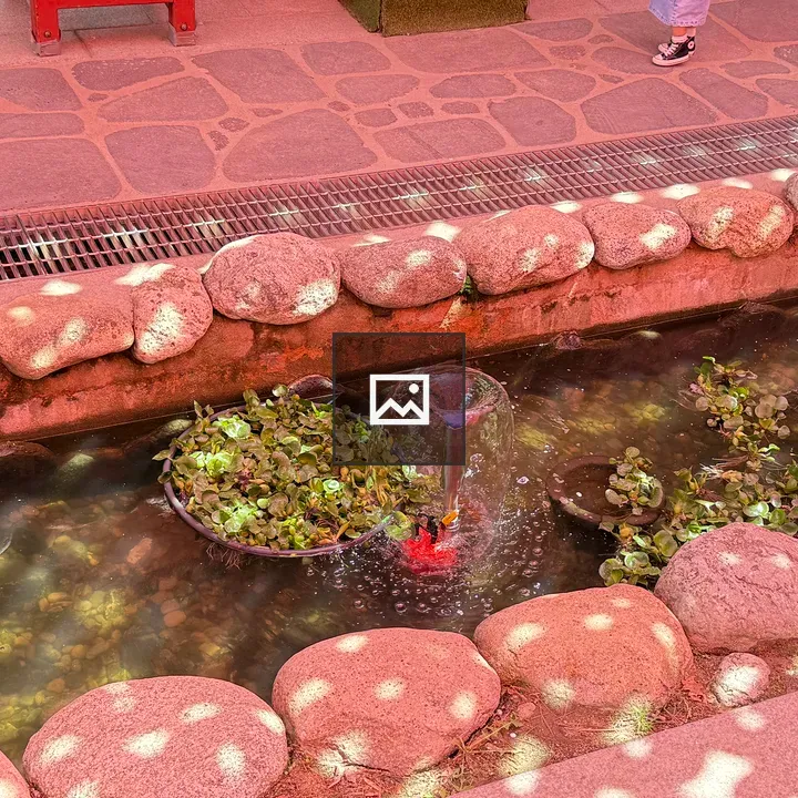 Shallow Pond with Fountain