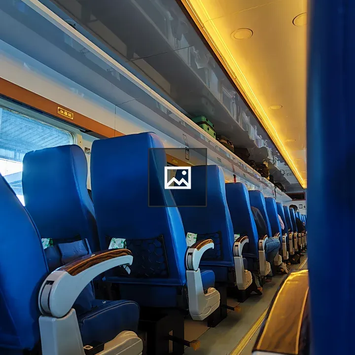View down train aisle