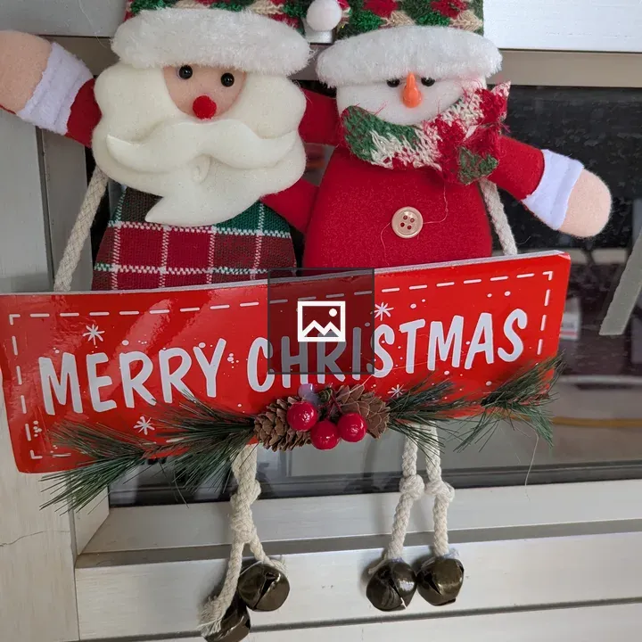 Christmas display on glass door