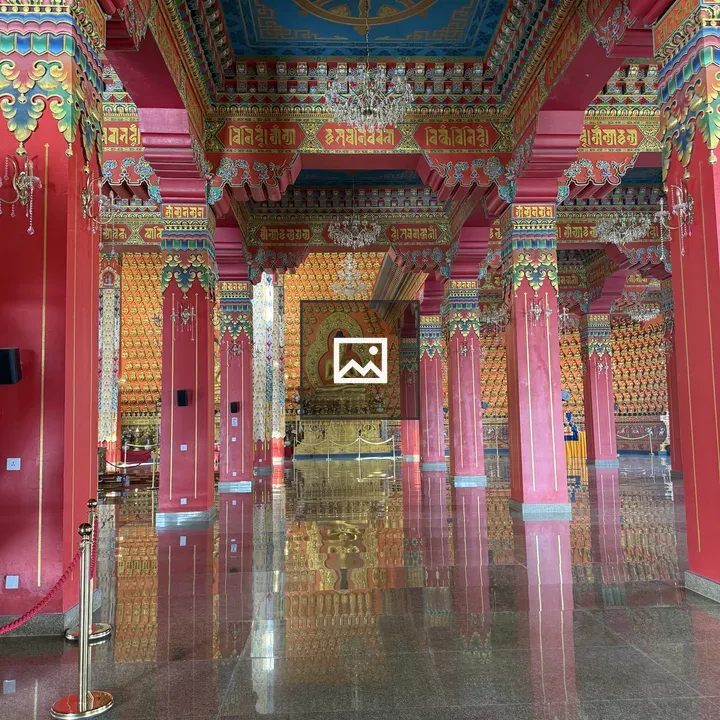 Ornate temple interior with Buddha statue