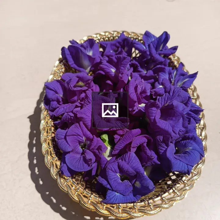 Decorative basket with purple flowers