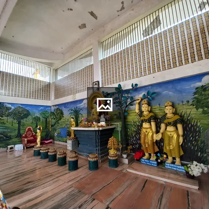 Interior Temple with Golden Buddha