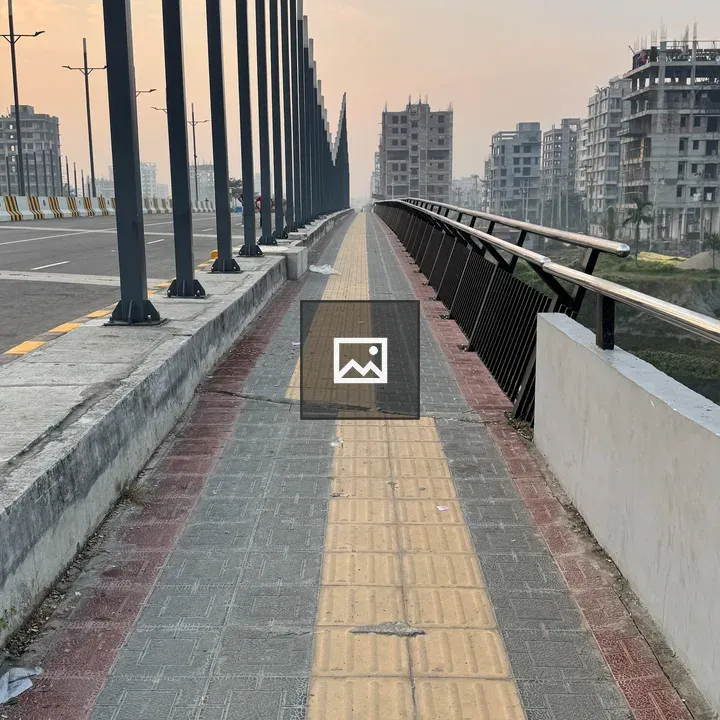 Tiled walkway with tactile paving