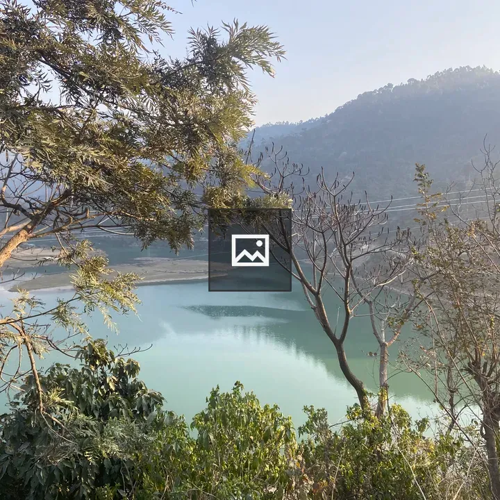 Nature landscape with lake and mountains