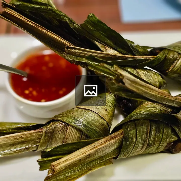 Fried chicken wrapped in pandan leaves