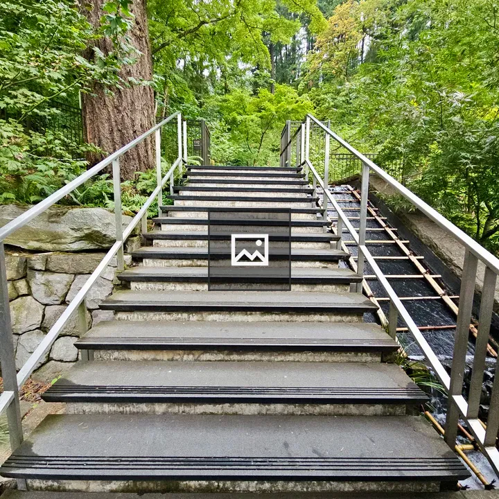 Flight of concrete steps at Portland Japanese Garden