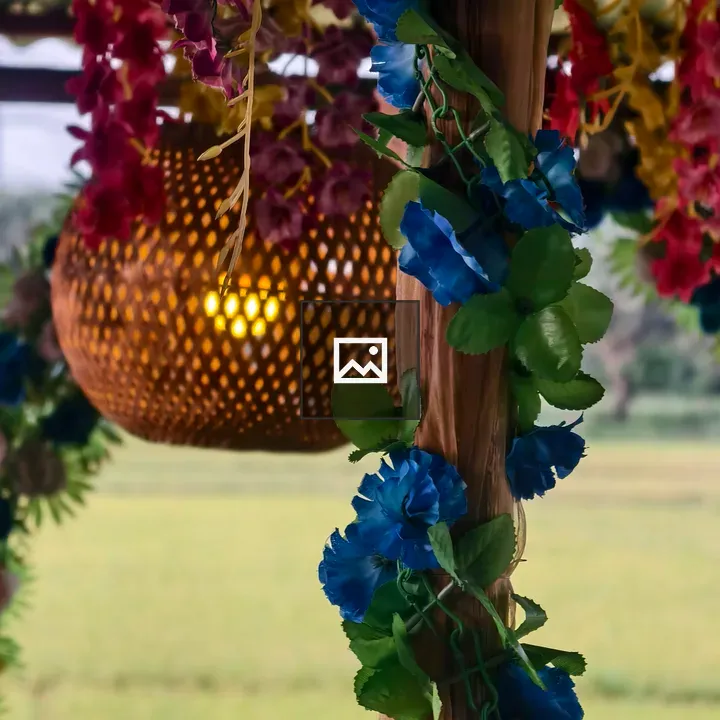 Festive ceiling with flower garlands