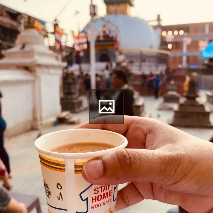 Milk tea in Kathmandu stupa