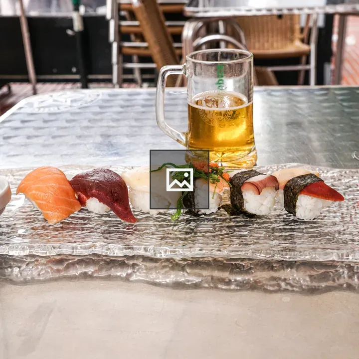 Sushi Platter on Glass Dish