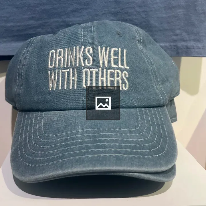 Blue Canvas Hat with Text