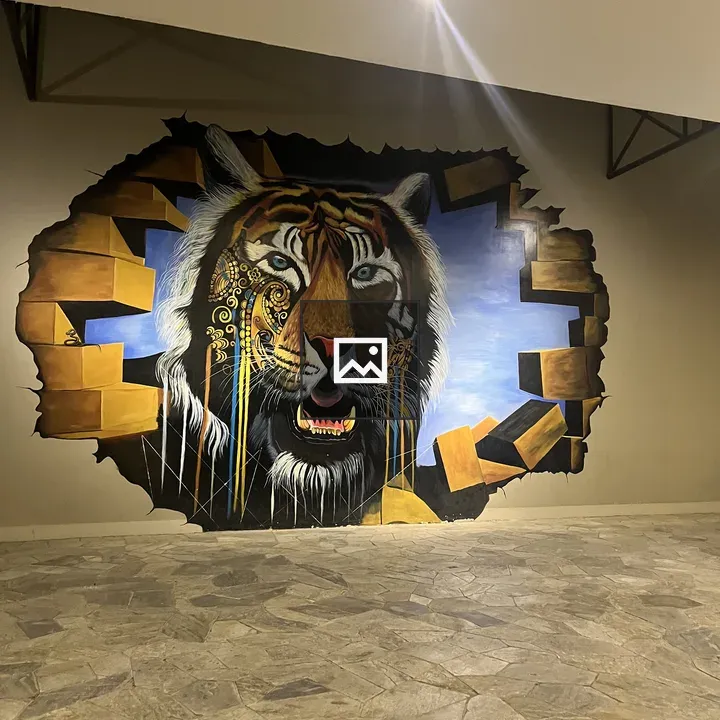Tiger mural on wall