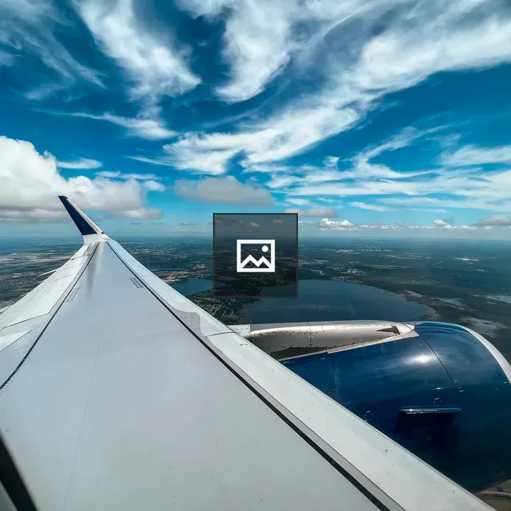 View of wing from airplane window