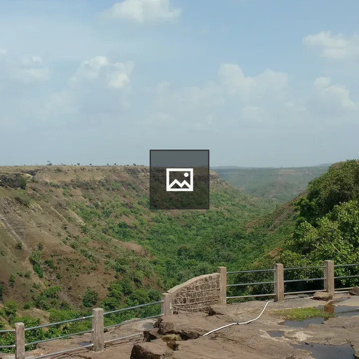 Scenic canyon with railing