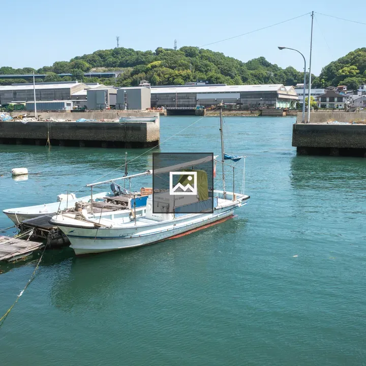 Rural fishing village scene