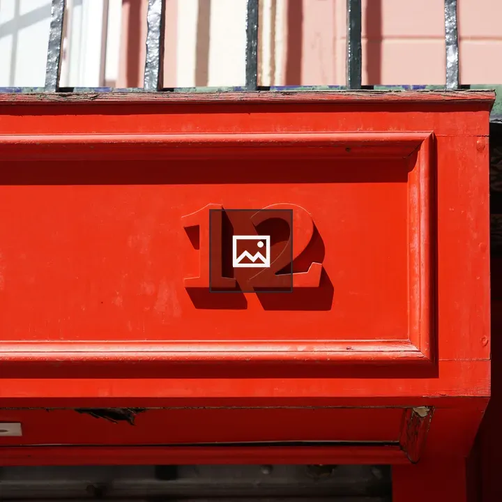 Big red 12 on red background