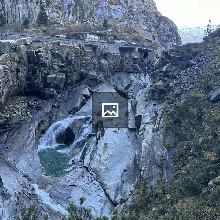 Rocky gorge with waterfall