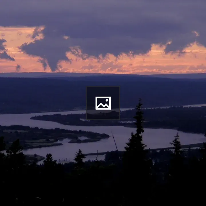 Sunset over Lapland river