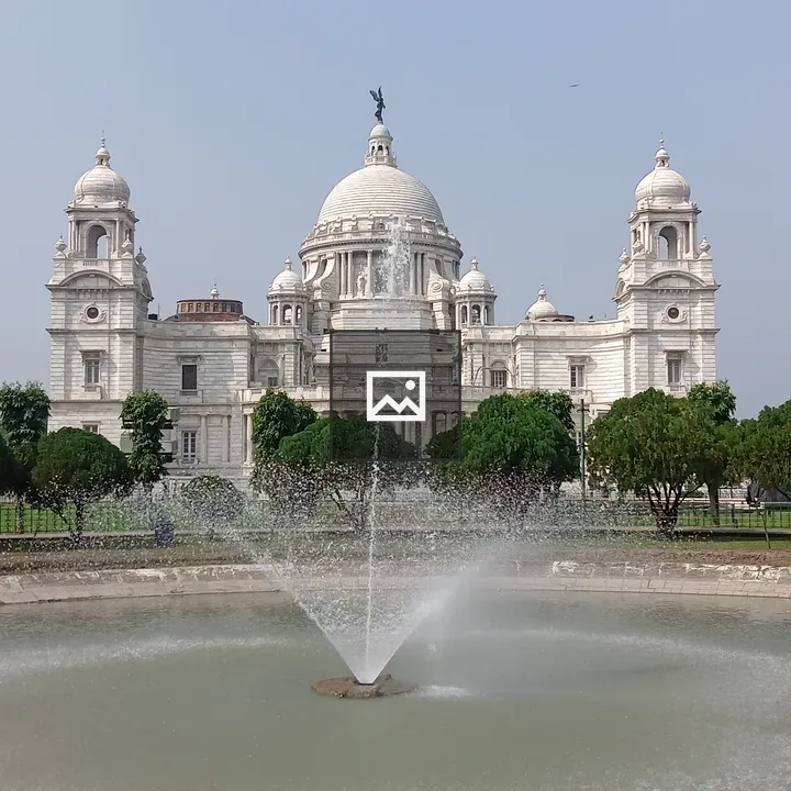 Victoria Memorial Side View with Fountain
