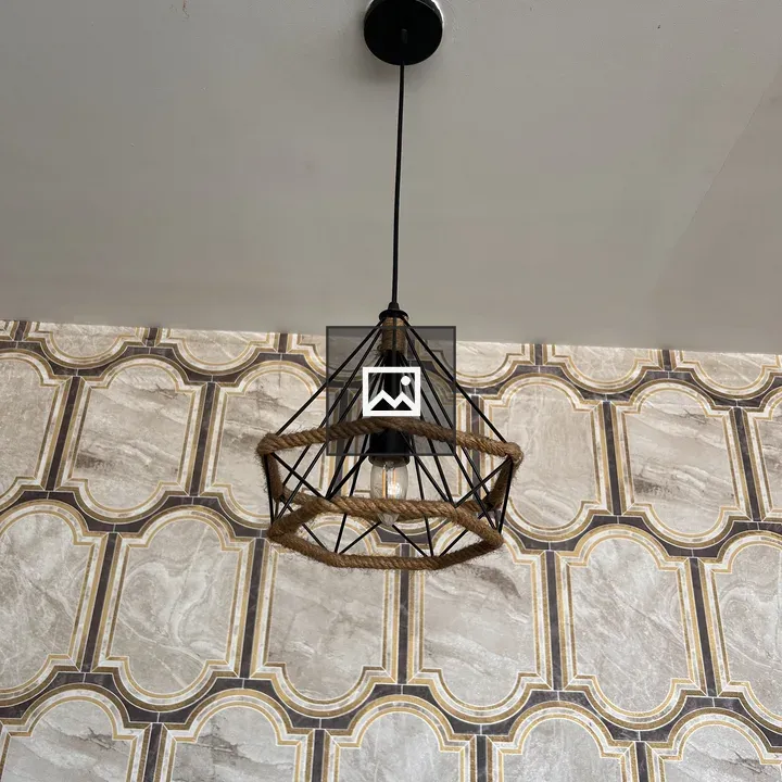 Hanging light with rope-wrapped geometry