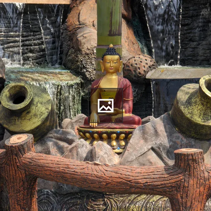 Golden Buddha Statue with Pots