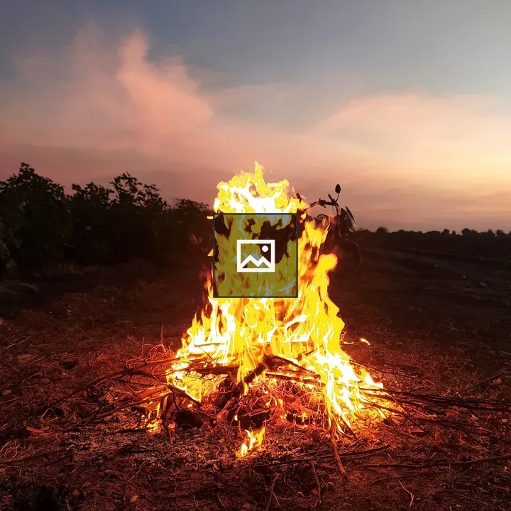 Campfire with Motorcycle in Dusk