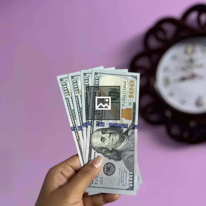Girl Holding USD and Wall Clock