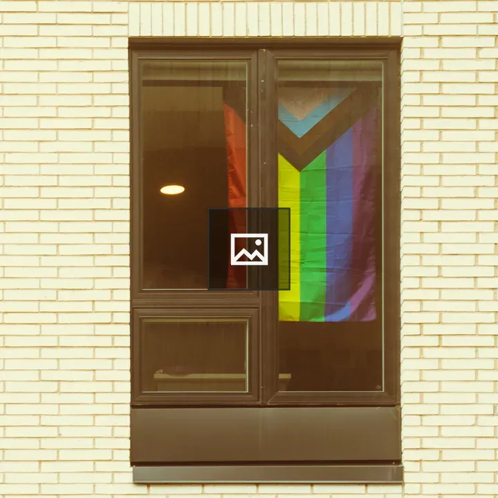Progress Pride Flag in Window