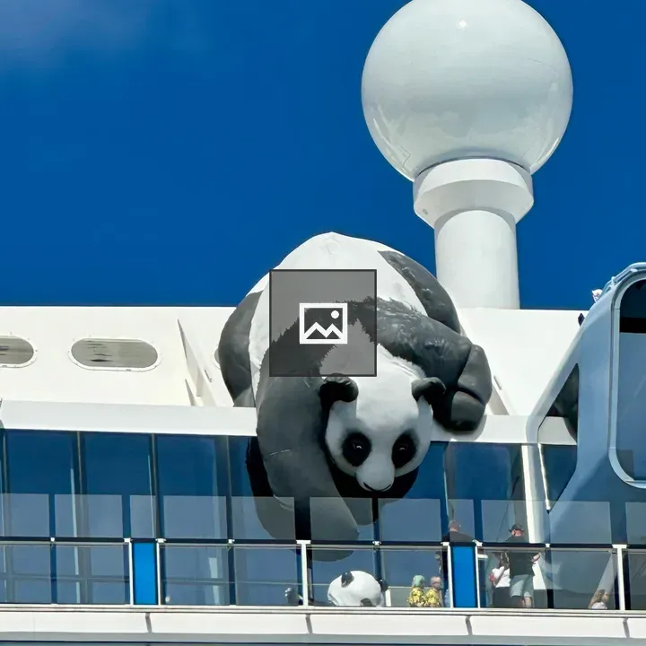 Giant panda on cruise ship