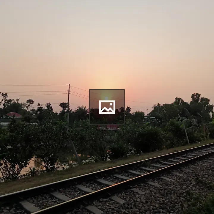 Sunset View from a Moving Train