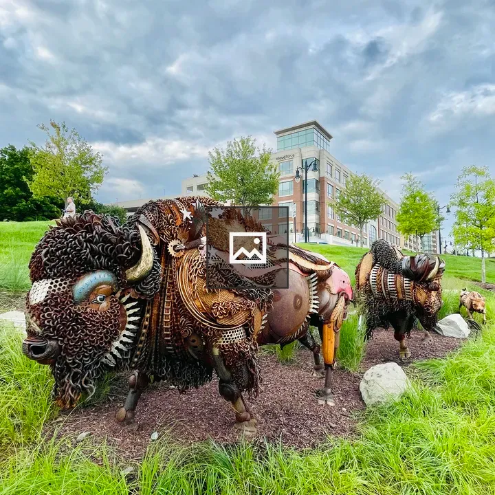 Bison Sculpture on the Plains