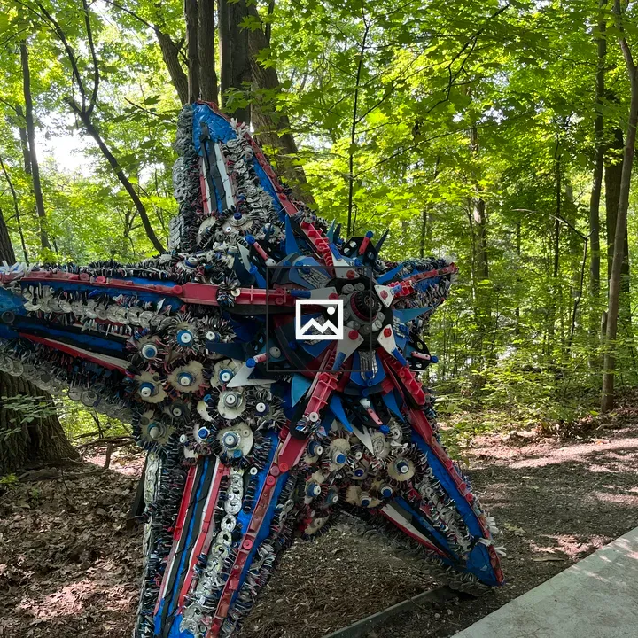Starfish sculpture made of trash
