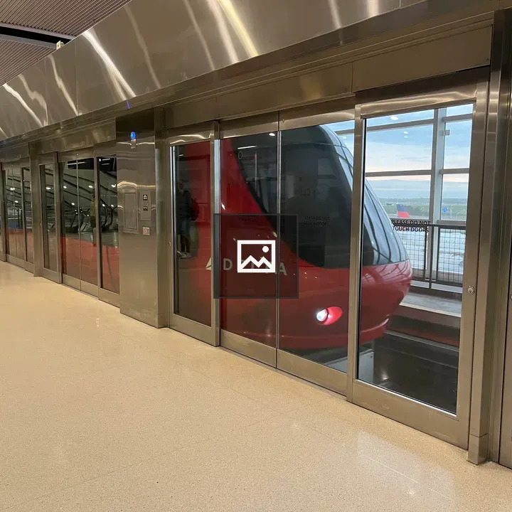 Red Commuter Train at Detroit Airport