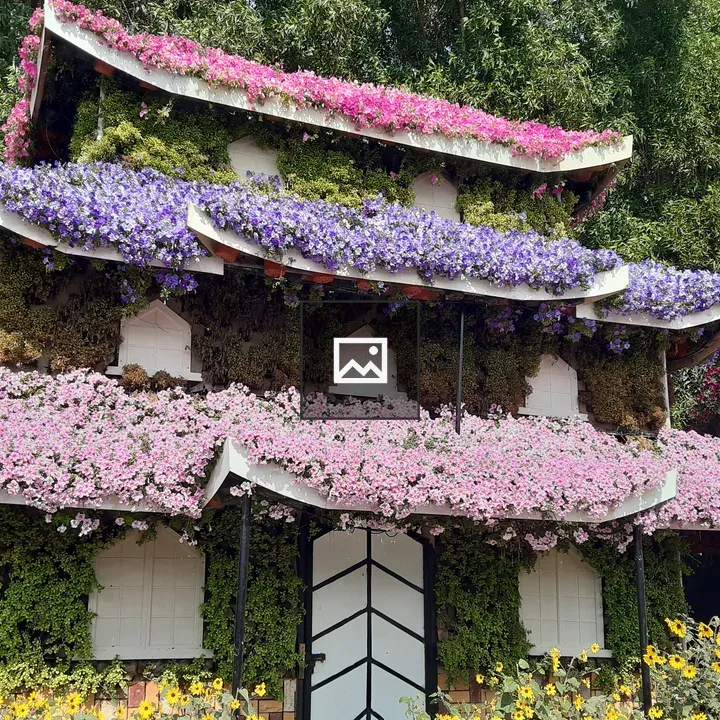 House Facade with Layered Plant Decor
