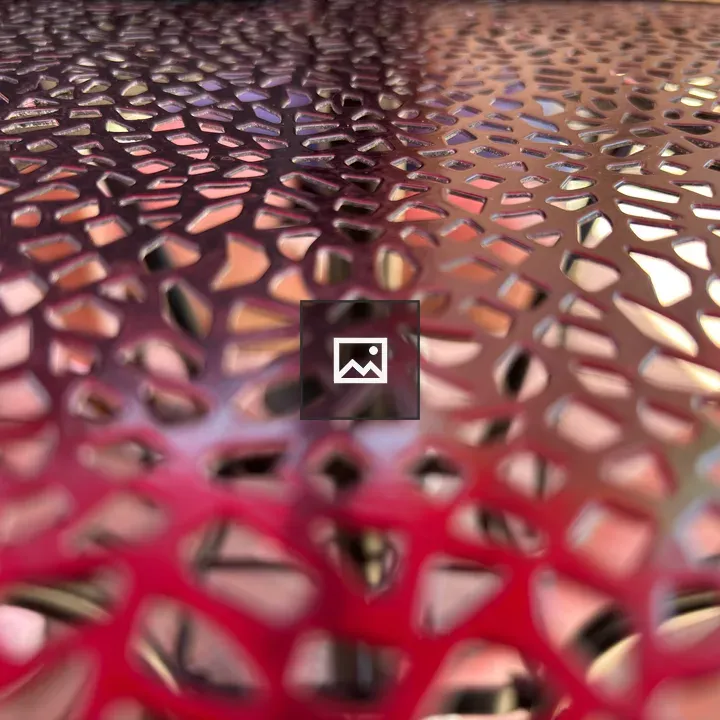 Patterned metal table closeup