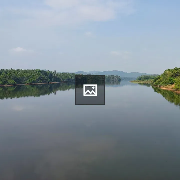 Calm river with cloudy sky reflection