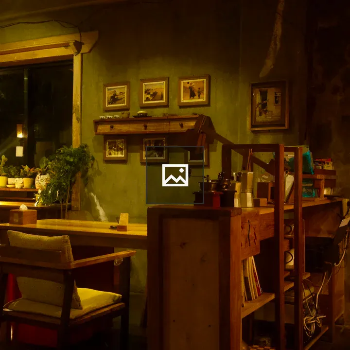 Cafe interior with warm lighting