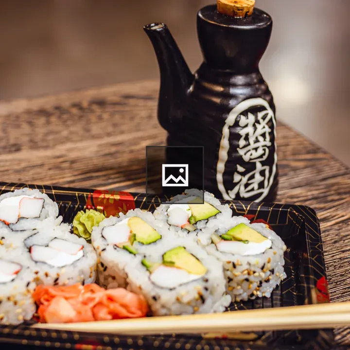 Sushi and soy sauce