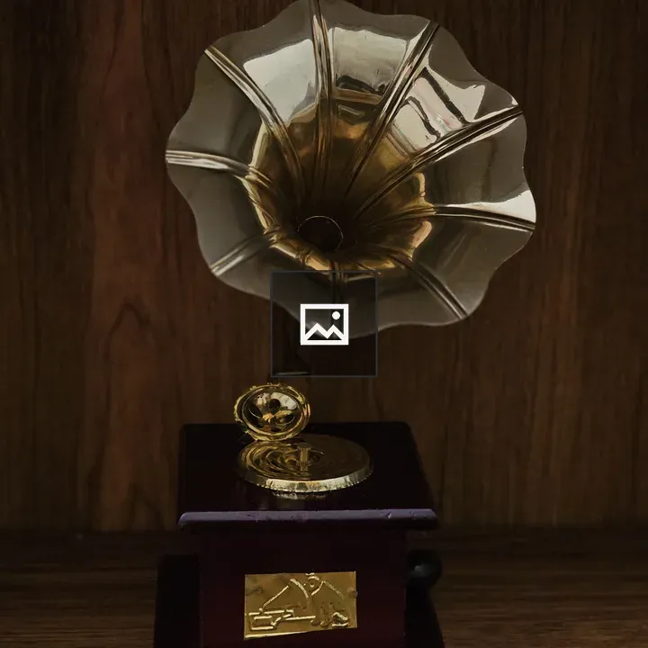 Vintage gramophone with brass horn