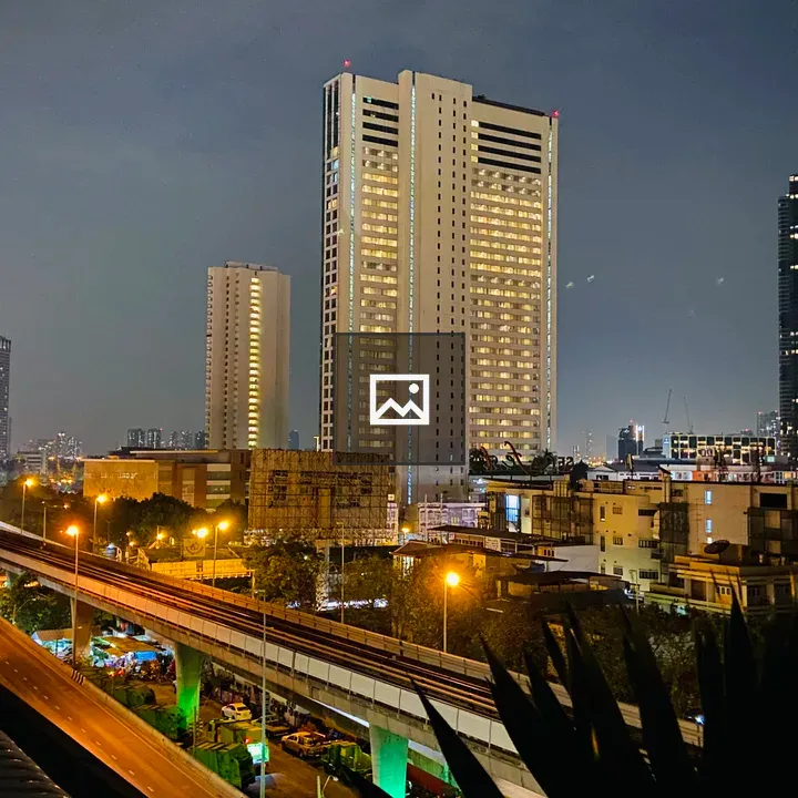 Nighttime City Skyline and Metro Bridge